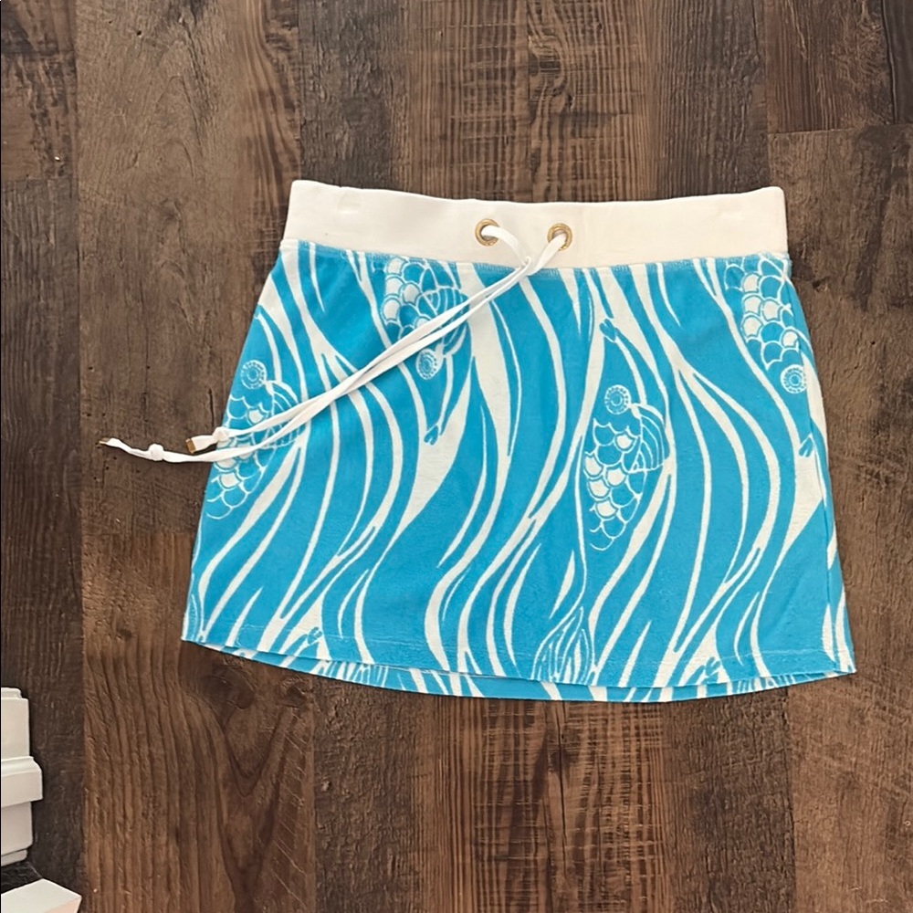 Lilly Pulitzer Blue and White Drawstring Skirt